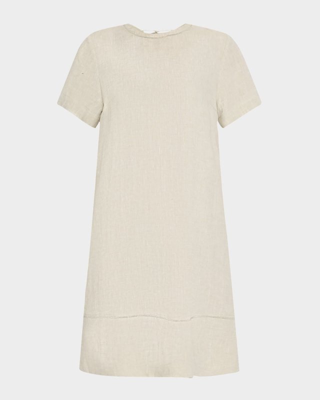 Cutout Linen Shift Dress